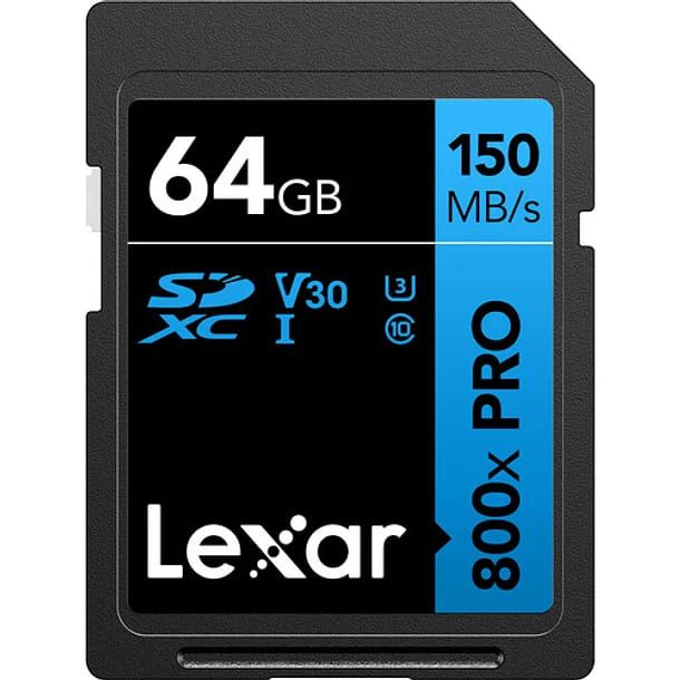 LEXAR TARJETA SDHC 800X PRO BLUE 64GB UHS-1 V30 150MB/S