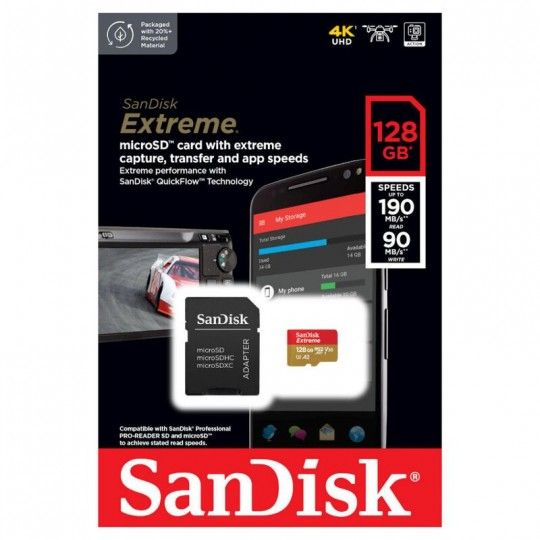 SANDISK TARJETA EXTREME MICRO SDXC UHS-I 128GB 190M/S
